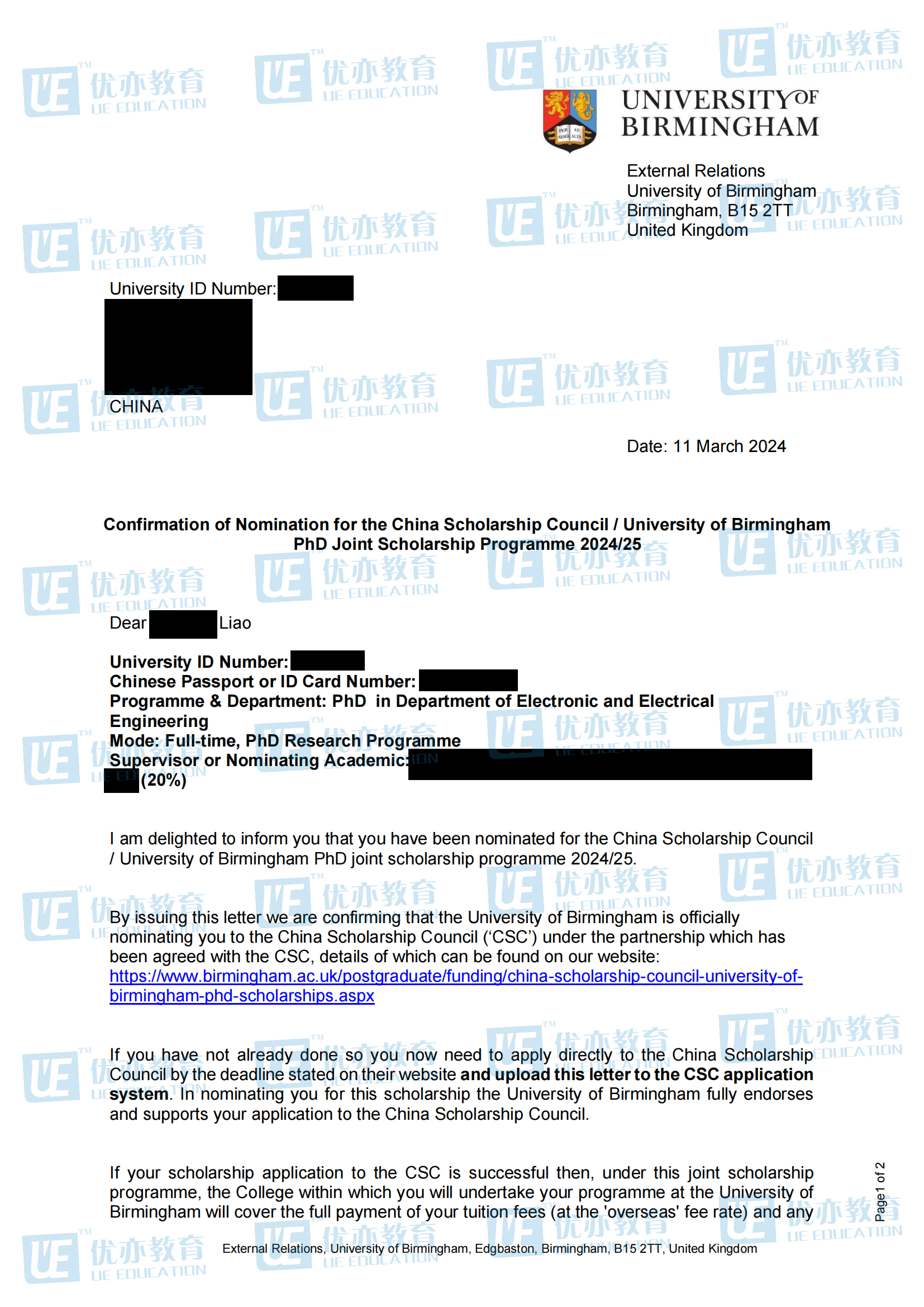 UoB Nomination Letter -  Yanning Liao CSC PhD Joint Scholarship.pdf.jpg